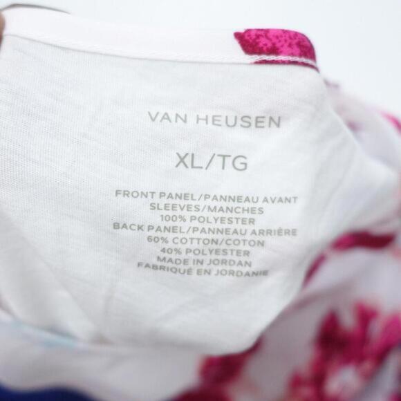Van Heusen Blouse Top Women's XL White Floral 100% Polyester Cap Sleeve Pullover - Picture 6 of 7